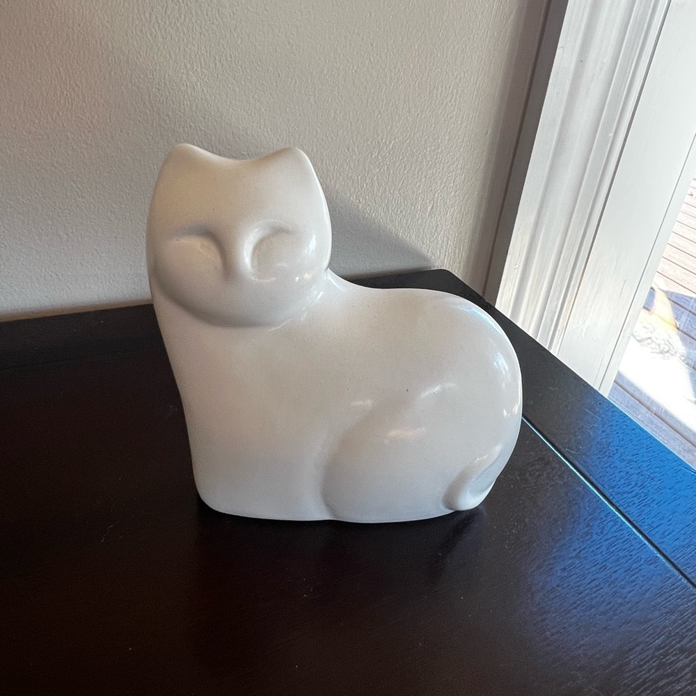 White Ceramic Cat Figurine